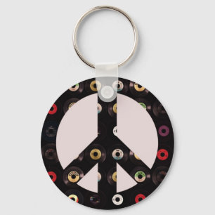 Retro  Vinyl Record vredesbord Sleutelhanger