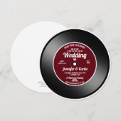 Retro Vinyl Record Wijn Rood Weddenschap Opslaan D Kaart (Voorkant / Achterkant)