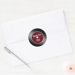 Retro Vinyl Record Wine Rood Weddenschap Dank je Ronde Sticker