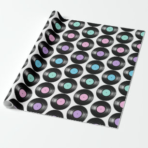 Retro Vinyl Records Colorful Patroonontwerp Cadeaupapier