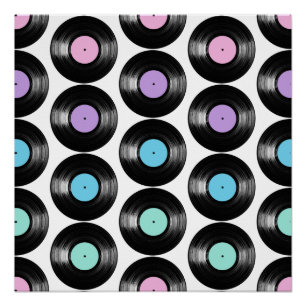 Retro Vinyl Records Colorful Patroonontwerp Perfect Poster