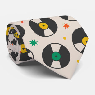 retro vinyl records patroon stropdas