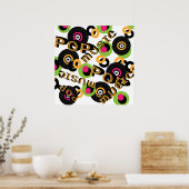 Retro Vinyl Records Pop Music Theme Poster (Keuken)