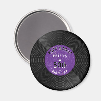 Retro Vinylenplaat Rock N Roll Paarse Verjaardag Magneet