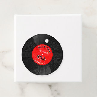 Retro Vinylenplaat Rock N Roll Rode Verjaardag Bedankjes Labels
