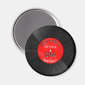 Retro Vinylenplaat Rock N Roll Rode Verjaardag Magneet