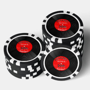 Retro Vinylenplaat Rock N Roll Rode Verjaardag Poker Chips