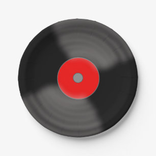 Retro vinylplaat feest 1950's muziek papieren bord