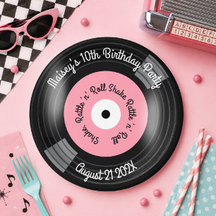Retro Vinylplaat Feest Papieren Bordje