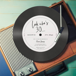 Retro vinylplaat kijk wie er 30 is, 30e verjaardag kaart