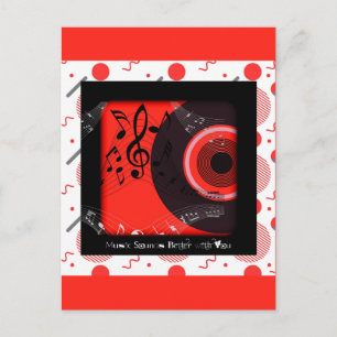 Retro Vinylplaat Muziek Klinkt Beter Met Jou Briefkaart