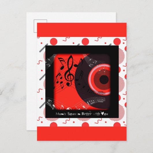 Retro Vinylplaat Muziek Klinkt Beter Met Jou Briefkaart (Voorkant / Achterkant)