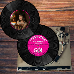 Retro vinylplaat muziek mijlpaal verjaardag foto kaart