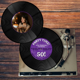 Retro vinylplaat muziek mijlpaal verjaardag foto kaart