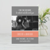 Retro Vinylplaat Platte Save The Date Kaart (Staand voorkant)