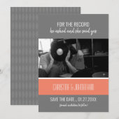 Retro Vinylplaat Platte Save The Date Kaart (Voorkant / Achterkant)