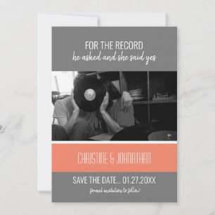Retro Vinylplaat Platte Save The Date Kaart