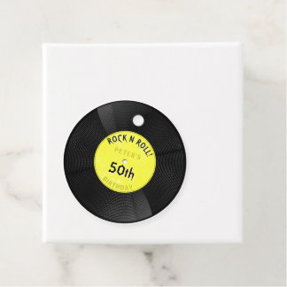 Retro Vinylplaat Rock N Roll Gele Verjaardag Bedankjes Labels