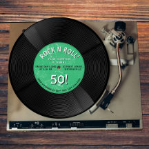 Retro Vinylplaat Rock N Roll Groene Verjaardag