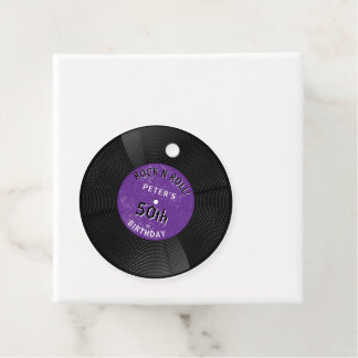 Retro Vinylplaat Rock N Roll Paarse Verjaardag Bedankjes Labels