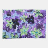 Retro Violet Groene Paarse keukenhanddoek (Horizontaal)