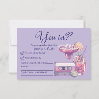 Retro Violet Vibes RSVP-kaart RSVP Kaartje