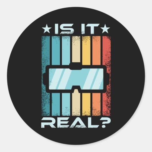 Retro Virtual Reality VR Gaming Gift Ronde Sticker (Voorkant)