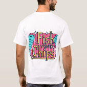 Retro vis en friet vintage ontwerp. t-shirt (Achterkant)