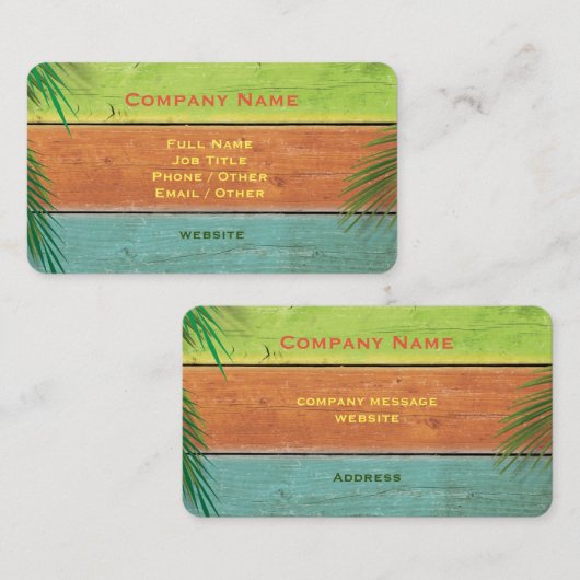 Retro-Visitekaartje met palmbladeren Visitekaartje (Voorkant / Achterkant)