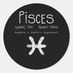 Retro Vissen Sterrenbeeld Vissen Water Astrologie  Ronde Sticker