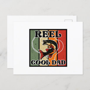 Retro  Vist Reel Cool Dad Vissen Lover Briefkaart
