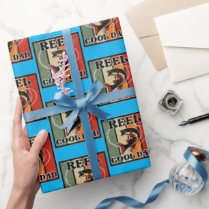 Retro  Vist Reel Cool Dad Vissen Lover Cadeaupapier