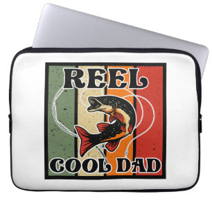Retro  Vist Reel Cool Dad Vissen Lover Laptop Sleeve