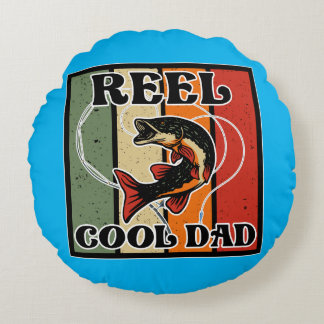 Retro Vist Reel Cool Dad Vissen Lover Rond Kussen
