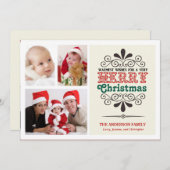 Retro Vlakke Kaart van de tri-Foto van Kerstmis (Voorkant / Achterkant)