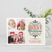 Retro Vlakke Kaart van de tri-Foto van Kerstmis (Staand voorkant)