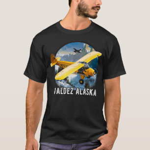 Retro Vliegtuig Flying Mountain Pilot Valde T-shirt