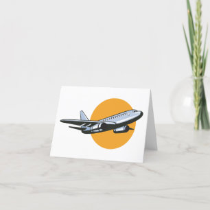 Retro Vliegtuig Jet Travel Art Design Bedankkaart