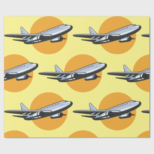Retro Vliegtuig  Jet Travel Art Design Cadeaupapier (Vlak)