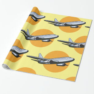 Retro Vliegtuig Jet Travel Art Design Cadeaupapier