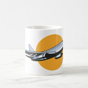 Retro Vliegtuig  Jet Travel Art Design Koffiemok