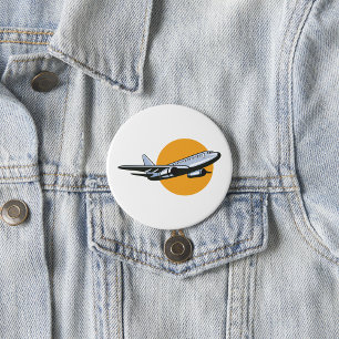 Retro Vliegtuig Jet Travel Art Design Ronde Button 7,6 Cm