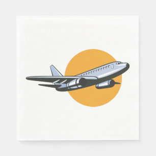 Retro Vliegtuig  Jet Travel Art Design Servet