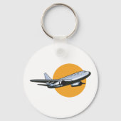 Retro Vliegtuig  Jet Travel Art Design Sleutelhanger (Voorkant)