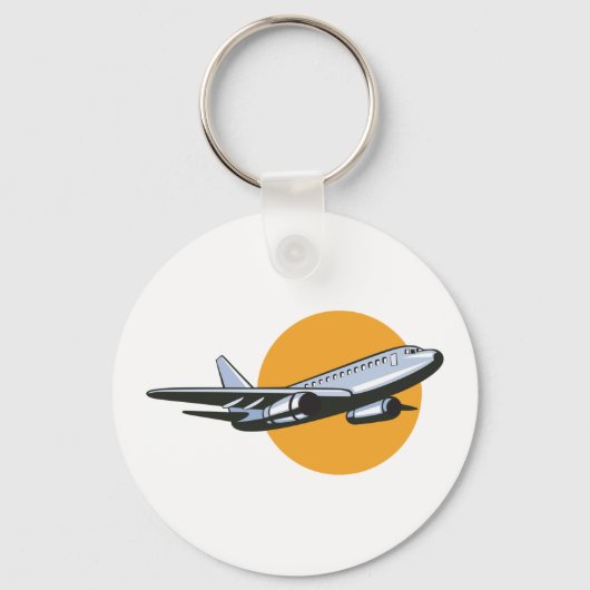 Retro Vliegtuig  Jet Travel Art Design Sleutelhanger (Voorkant)