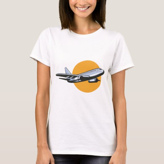 Retro Vliegtuig Jet Travel Art Design T-shirt (Voorkant)