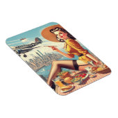 Retro Vliegtuig Pin-up Illustratie Magneet (Rechterzijde)
