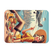 Retro Vliegtuig Pin-up Illustratie Magneet (Horizontaal)