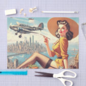 Retro Vliegtuig Pin-up Illustratie Tissuepapier (Craft)