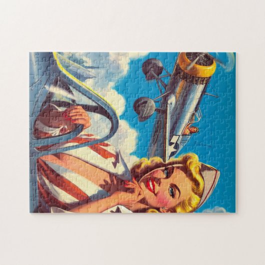 Retro Vliegtuig Pin-up Legpuzzel (Horizontaal)